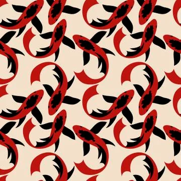 Fish background in hand drawn style for surface . Vector seamless pattern with Illustrazione stock