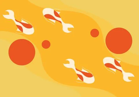 Fish background on an orange background Illustrazione stock