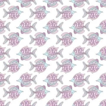 FISH BACKGROUND Underwater Seamless Pattern Vector Illustration Stock Illustration