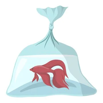 Fish in a bag. vector illustration isolated on a white background Illustrazione stock