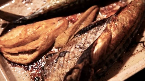 Fish baked in the oven Stock-Footage 72681878