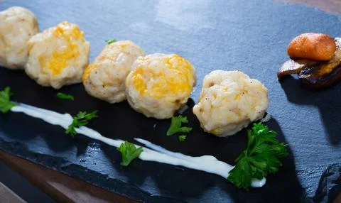 Fish balls from fillet of cod, Pollock, hake Stock Photos