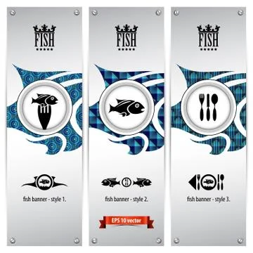 Fish banners Stock Illustration