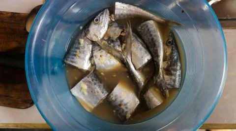Fish in the basin  ready to cook Stock Photos