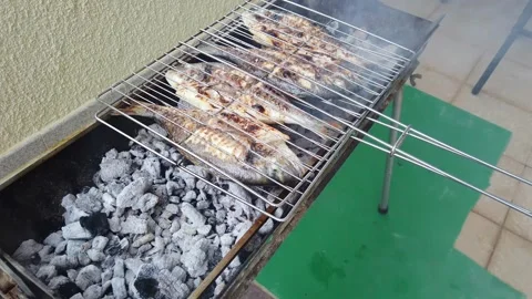 Fish BBQ Cooking on Heat Vidéo 332815763