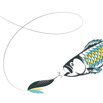 The fish bite the bait. Fish jumps out of water Illustrazione stock