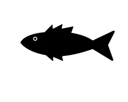 Fish. Black vector small fish silhouette for logo or pictogram. Stock Illustration