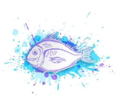 Fish on a blue background Stock Illustration