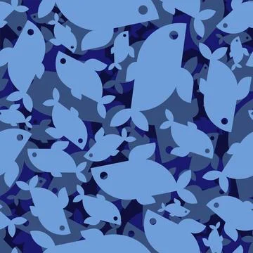 Fish blue Military pattern seamless. Fishes Army background. soldier texture Stock Illustration