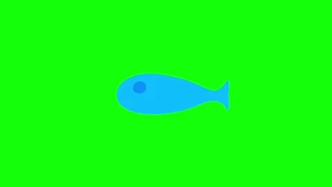 Fish blue simple moving tail cartoon animation green screen Stock Footage 286093587