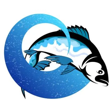 Fish on a blue wave design Stock Illustration