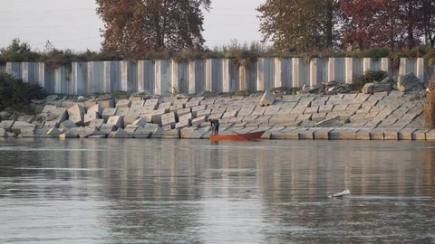Fish boat on river Video stock 82479879