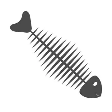 Fish bone and skeleton on white, stock vector illustration Stock Illustration