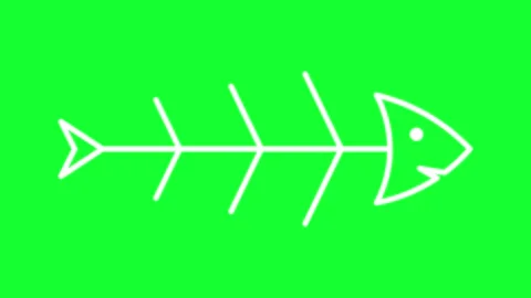 Fish bone animated icon fish bone method 4k icon green screen Stock Footage 304472302