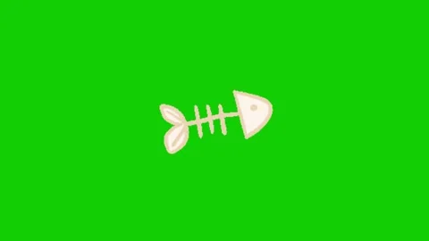 Fish Bone Animation Green Screen Overlay Stock Footage 340607661