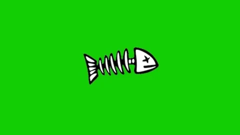 Fish Bone Animation Transparent Overlay Stock Footage 340607662