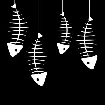Fish Bone Background Vector Illustration Illustrazione stock