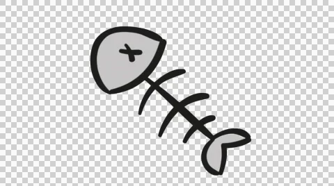 Fish bone cartoon illustration hand drawn animation transparent Stock Footage 44924743