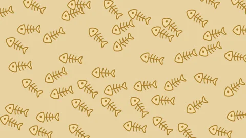 Fish bone doodles pattern, seamles, on pastel background, Stock Footage 326727052