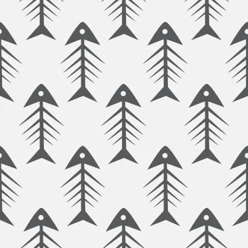 Fish bone monochrome seamless vector pattern Illustrazione stock