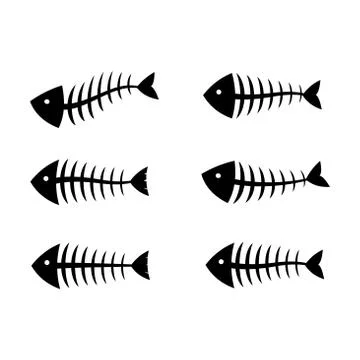 Fish bone or skeleton set vector illustration in a cartoon flat style Stock Illustration