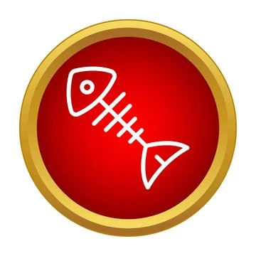 Fish bone outline icon on a red button Stock-Illustration