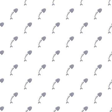 Fish bone outline repeating pattern on white background イラスト素材