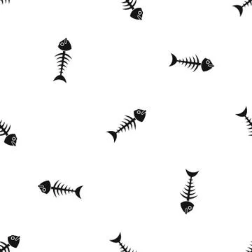 Fish bone pattern seamless black Stock Illustration