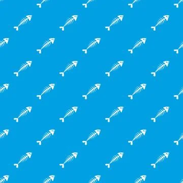 Fish bone pattern seamless blue Stock Illustration
