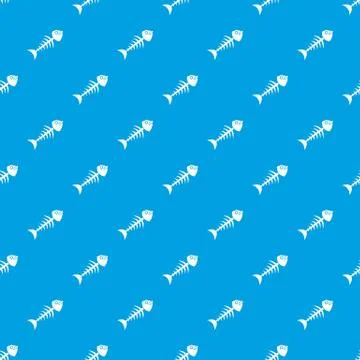 Fish bone pattern seamless blue Stock Illustration