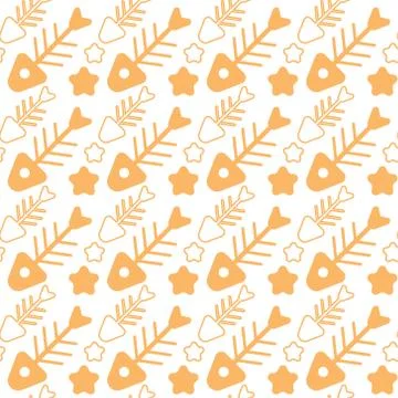 Fish Bone Seamless Pattern Abstract Ornament Stock Illustration