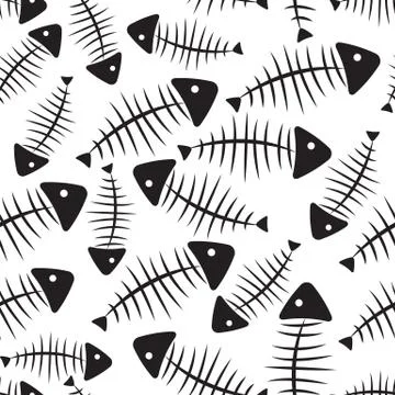 Fish Bone Seamless Pattern Background Vector Illustration Stock Illustration