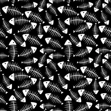 Fish Bone Seamless Pattern Background Illustration Stock Illustration