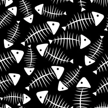 Fish Bone Seamless Pattern Background Illustration Stock Illustration