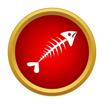 Fish bone skeleton icon representing waste inside red circle Stock Illustration