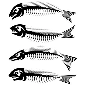 Fish Bone Skeleton Set Symbol. Sea Fishes Icons. Illustrazione stock