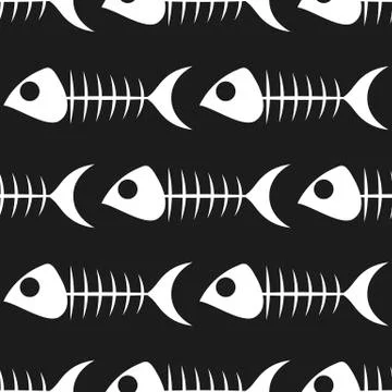 Fish bone vector pattern on white background Stock Illustration