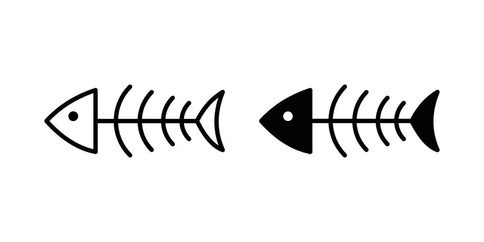 Fish bones icon pack with silhouette and stroke web icons イラスト素材