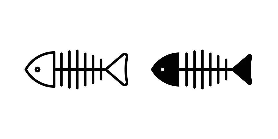 Fish bones icon symbol. Flat and Stroke Vector illustration イラスト素材