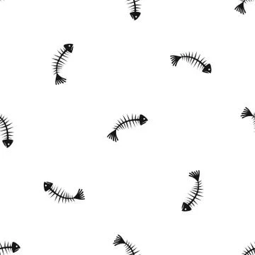 Fish bones pattern seamless black Illustrazione stock