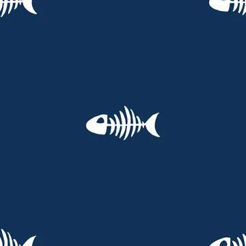Fish bones Seamless pattern. Fish skeleton sketch, Hand drawn Cartoon Vector  イラスト素材