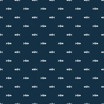 Fish bones Seamless pattern. Fish skeleton sketch, Hand drawn Cartoon Vector  Stock Illustration