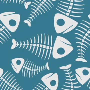 Fish bones seamless pattern. fishy Skeleton background 스톡 일러스트