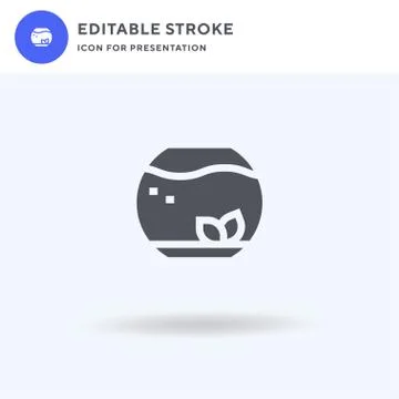 Fish Bowl icon vector, filled flat sign, solid pictogram isolated on white, logo Stock Illustration