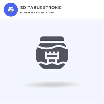 Fish Bowl icon vector, filled flat sign, solid pictogram isolated on white, logo Stock Illustration