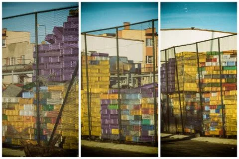 Fish boxes Stock Photos