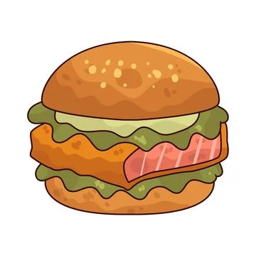 Fish burger illustration Stock Illustration