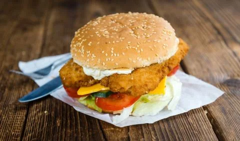 Fish Burger (selective focus) Stock Photos
