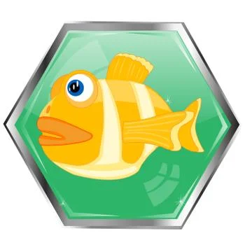 Fish on button Stock Illustration