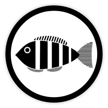 Fish button on white. Stock Illustration